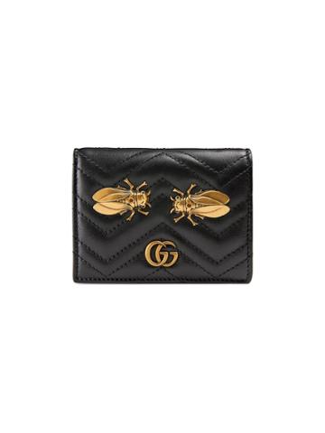 Gucci Gg Marmont Cicada Stud Card Case - Black