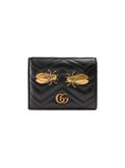 Gucci Gg Marmont Cicada Stud Card Case - Black
