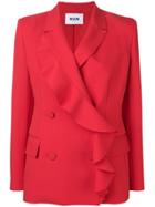 Msgm Double-breasted Ruffle Jacket - Red