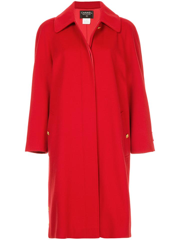 Chanel Vintage Cashmere Midi Coat - Red