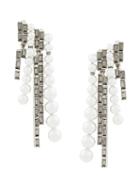 Oscar De La Renta Faux-pearl Baguette Earrings - Metallic
