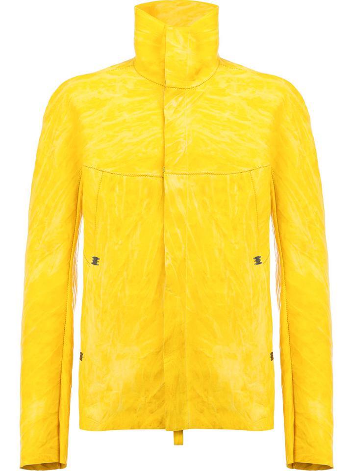 Isaac Sellam Experience Crinkled Effect Leather Jacket, Size: Medium, Yellow/orange, Lamb Skin