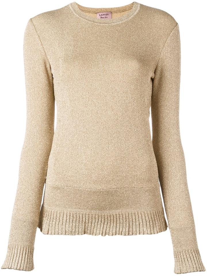 Lanvin Ribbed Hem Jumper, Women's, Size: Large, Nude/neutrals, Polyamide/polyester/viscose