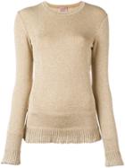 Lanvin Ribbed Hem Jumper, Women's, Size: Large, Nude/neutrals, Polyamide/polyester/viscose