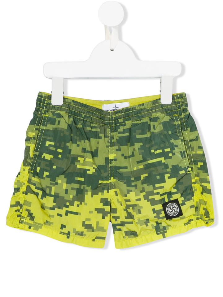 Stone Island Kids Digital Camo Logo Shorts, Toddler Boy's, Size: 4 Yrs, Green