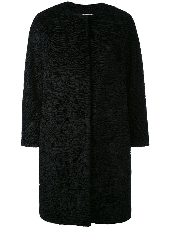 Embossed Open Coat - Women - Acetate/polyester/cotton/polyamide - 46, Black, Acetate/polyester/cotton/polyamide, 's Max Mara