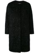 Embossed Open Coat - Women - Acetate/polyester/cotton/polyamide - 46, Black, Acetate/polyester/cotton/polyamide, 's Max Mara