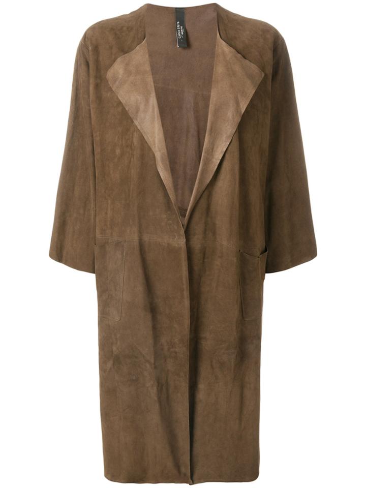 Giorgio Brato Long Open Front Coat - Brown
