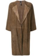 Giorgio Brato Long Open Front Coat - Brown