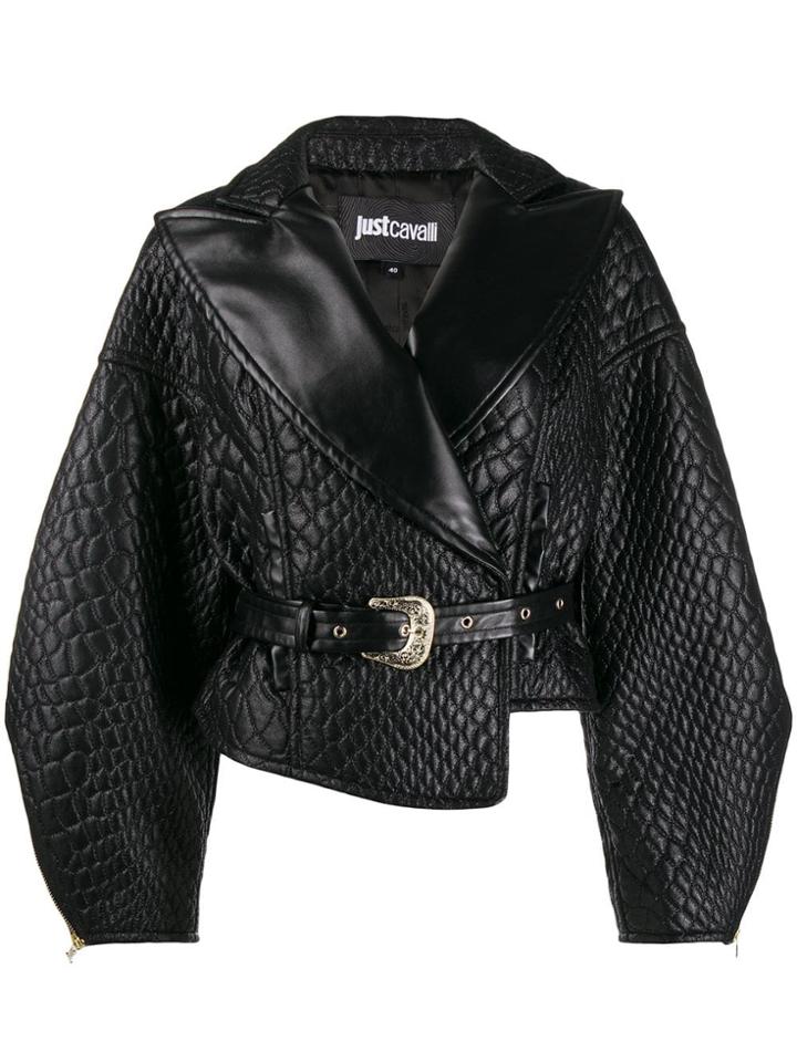 Just Cavalli Quilted Faux Leather Jacket - Black