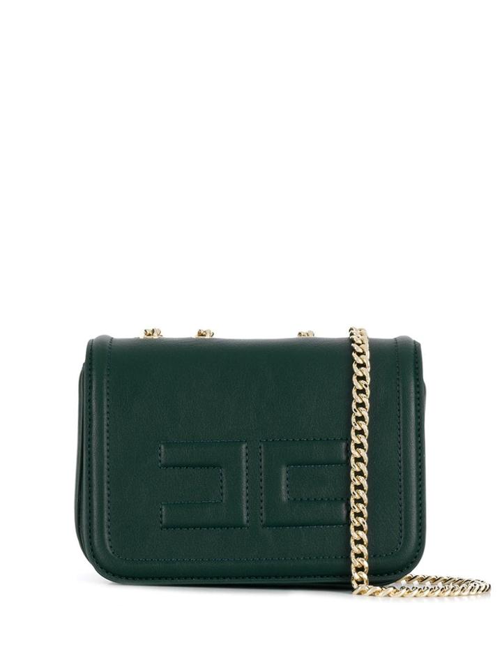 Elisabetta Franchi Embossed Logo Crossbody Bag - Green