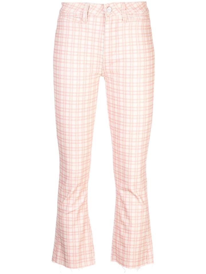Paige Mini Flare Checked Trousers - Pink