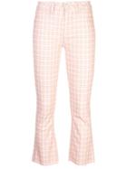 Paige Mini Flare Checked Trousers - Pink