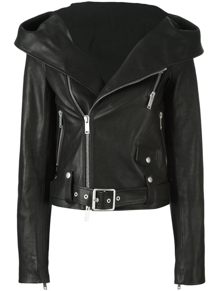 Unravel Project Hooded Biker Jacket - Black