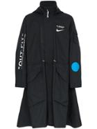 Nike X Off-white Logo Print Hooded Long Jacket - Black
