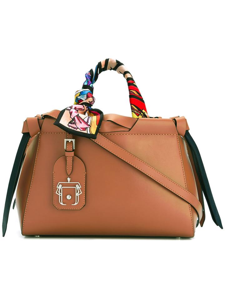 Paula Cademartori - Scarf Handled Tote Bag - Women - Leather - One Size, Brown, Leather