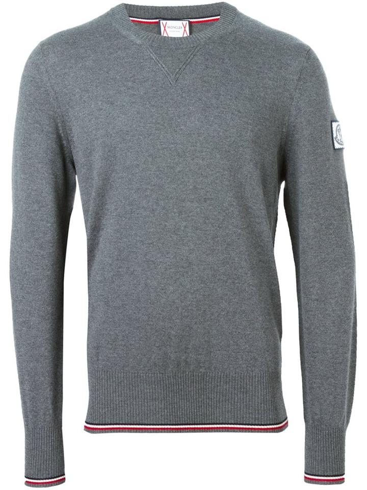 Moncler Gamme Bleu Trim Detail Jumper, Men's, Size: Xl, Grey, Cotton/virgin Wool