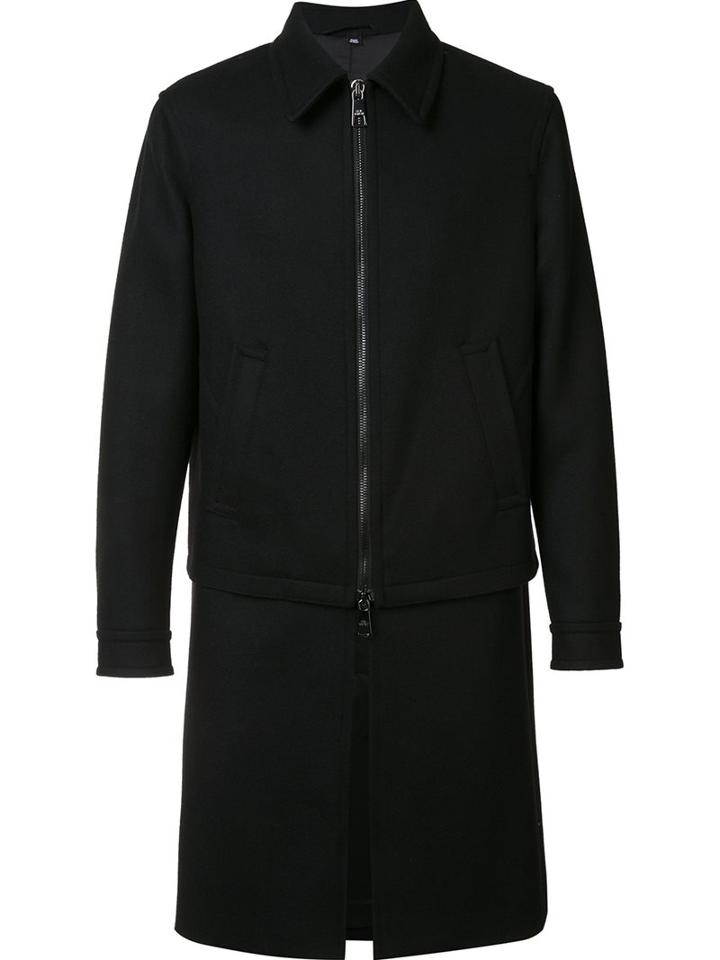 Neil Barrett Layered Coat, Men's, Size: 46, Black, Wool