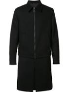 Neil Barrett Layered Coat, Men's, Size: 46, Black, Wool