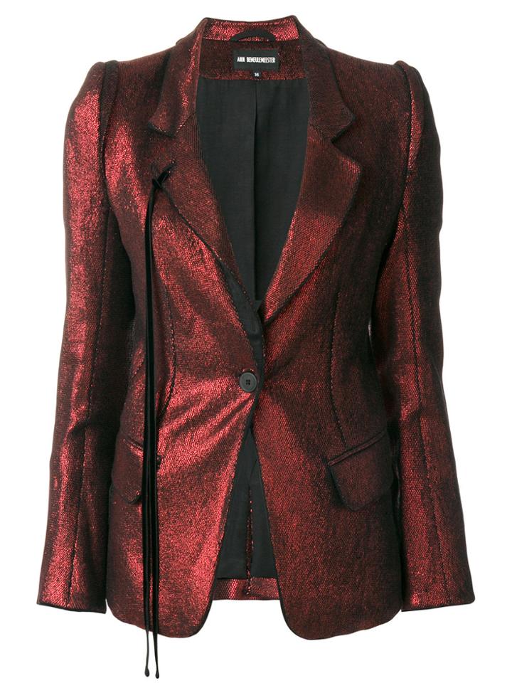 Ann Demeulemeester Metallic Fitted Blazer - Red