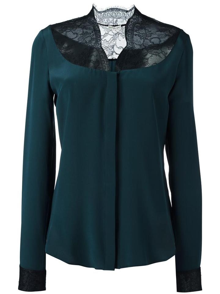 Emanuel Ungaro Lace Panel Blouse, Women's, Size: 46, Green, Silk/polyamide/viscose
