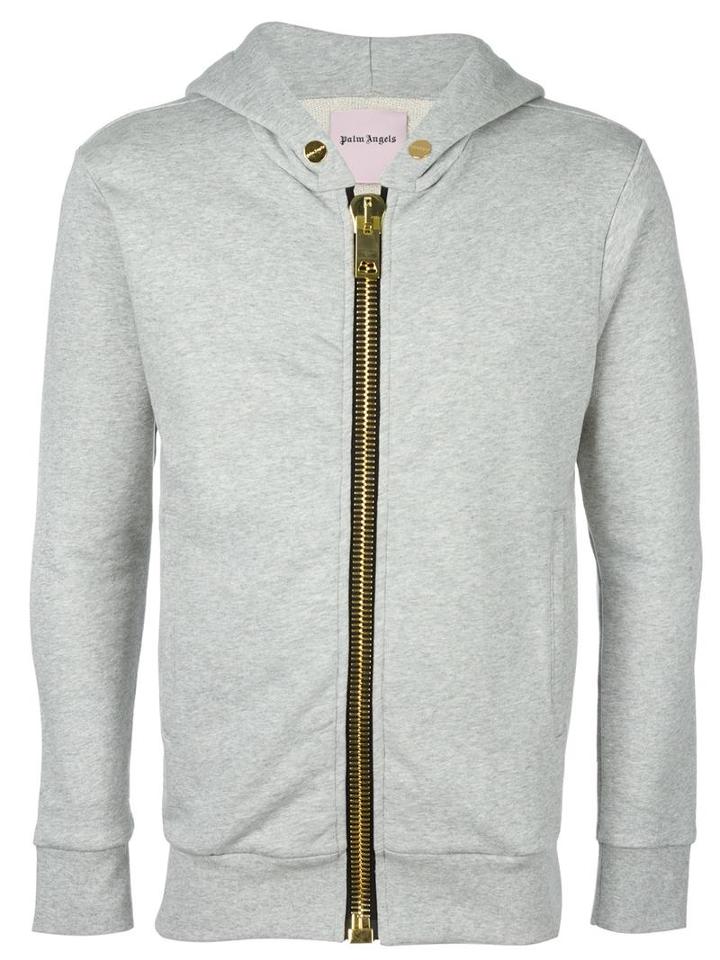 Palm Angels Maxi Zipped Hoodie, Men's, Size: Small, Grey, Cotton