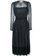 No21 - Polka Dot Pleated Dress - Women - Silk - 40, Black, Silk