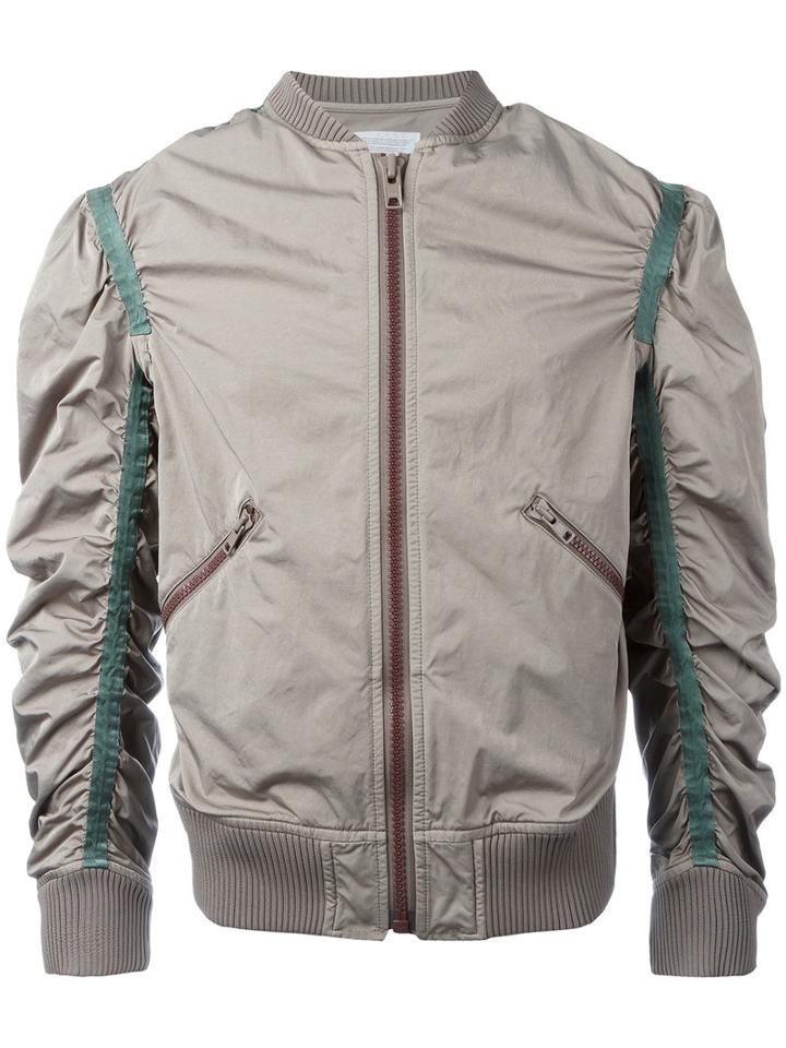 Kolor - Gathered Sleeves Bomber Jacket - Men - Nylon/polyester - Ii, Nude/neutrals, Nylon/polyester