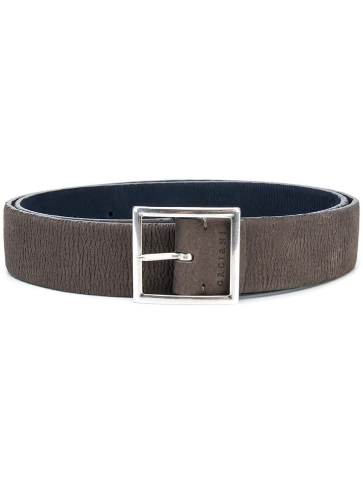 Orciani Logo Embossed Buckle Belt - Grey