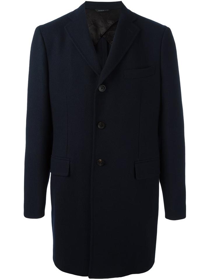 Tonello Button Front Coat, Men's, Size: 50, Blue, Acetate/viscose/cashmere/virgin Wool