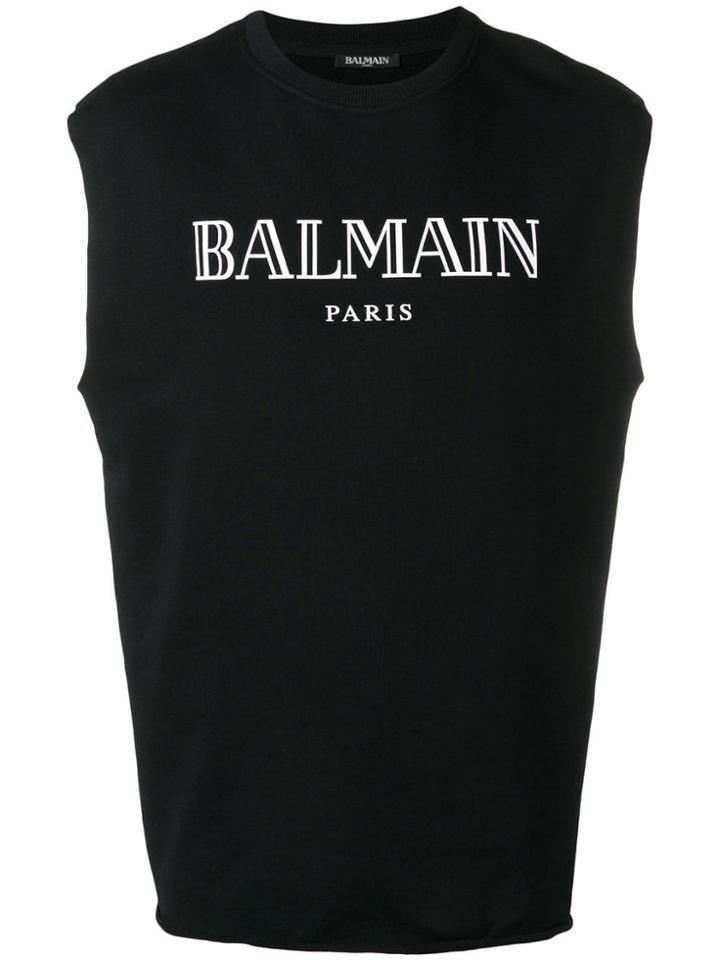 Balmain Sleeveless Logo T-shirt - Black