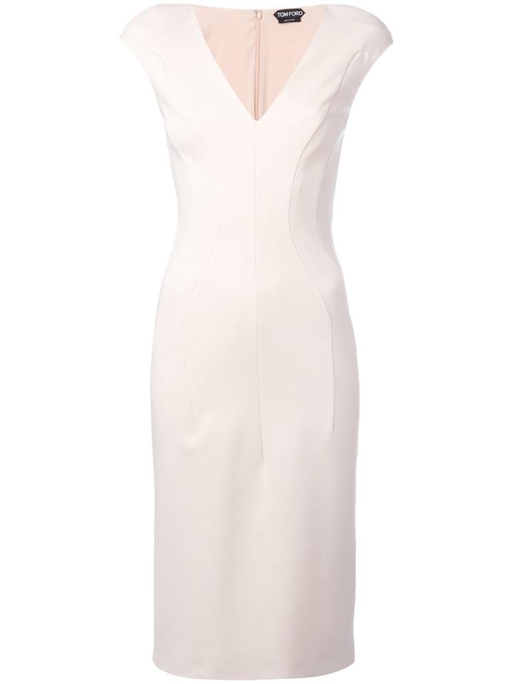 Tom Ford Padded Shoulder Dress, Women's, Size: 40, Pink/purple, Silk/polyamide/spandex/elastane/viscose
