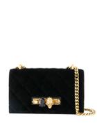 Alexander Mcqueen Velvet Knuckleduster Shoulder Bag - Black