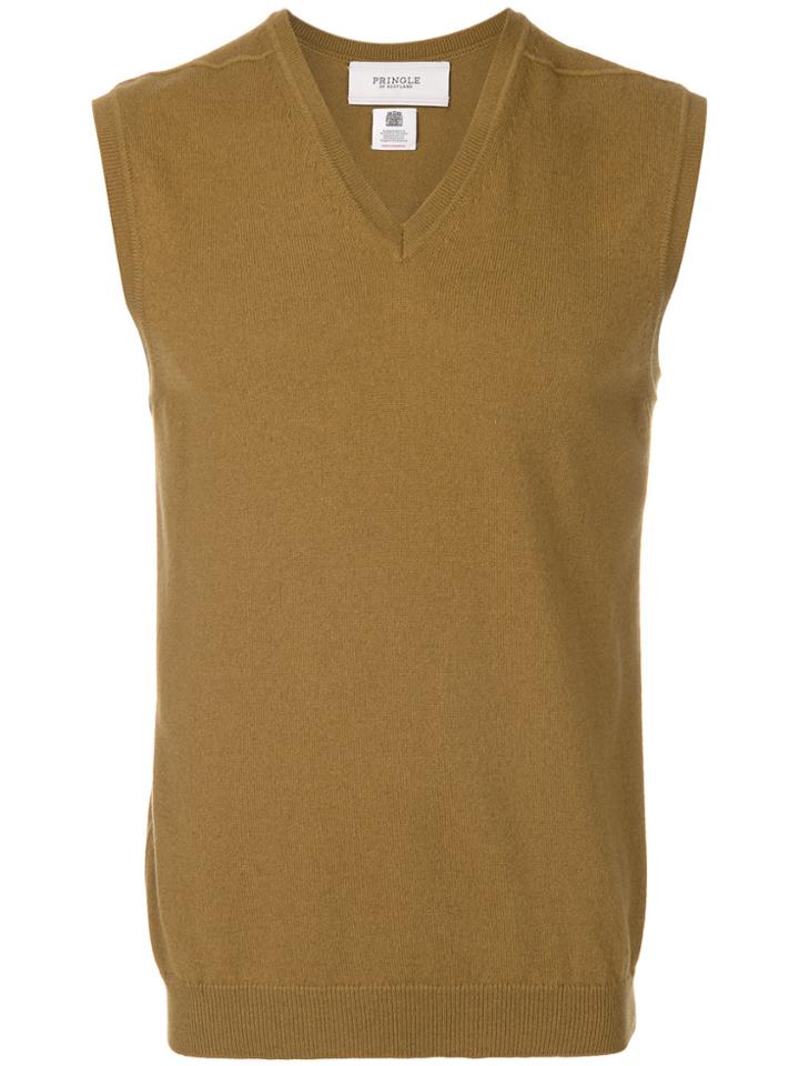 Pringle Of Scotland V-neck Sleeveless Jumper - Yellow & Orange