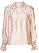 Co Metallic Button-down Blouse - Nude & Neutrals