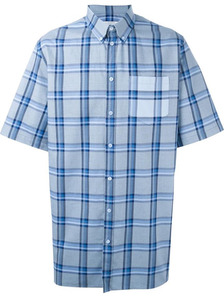 Givenchy Short Sleeve Plaid Shirt, Men's, Size: 41, Blue, Cotton