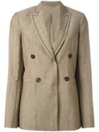 Brunello Cucinelli Button Up Blazer, Women's, Size: 42, Brown, Silk/linen/flax/acetate/virgin Wool