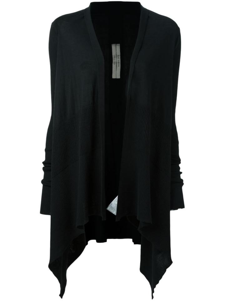 Rick Owens Asymmetric Cardigan, Women's, Size: Large, Black, Cotton/virgin Wool