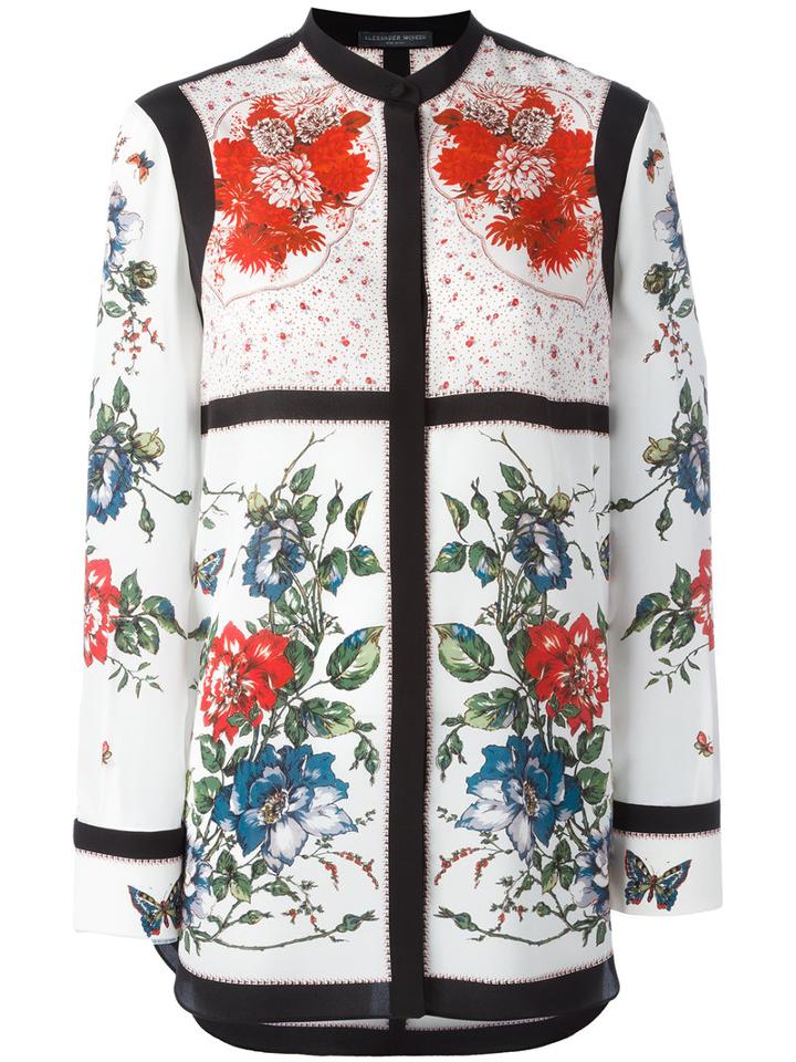 Alexander Mcqueen Floral Print Blouse, Women's, Size: 38, Orange, Silk