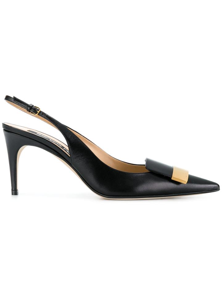 Sergio Rossi Embellished Slingback Pumps - Black