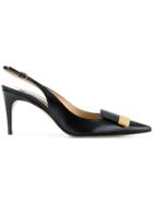 Sergio Rossi Embellished Slingback Pumps - Black