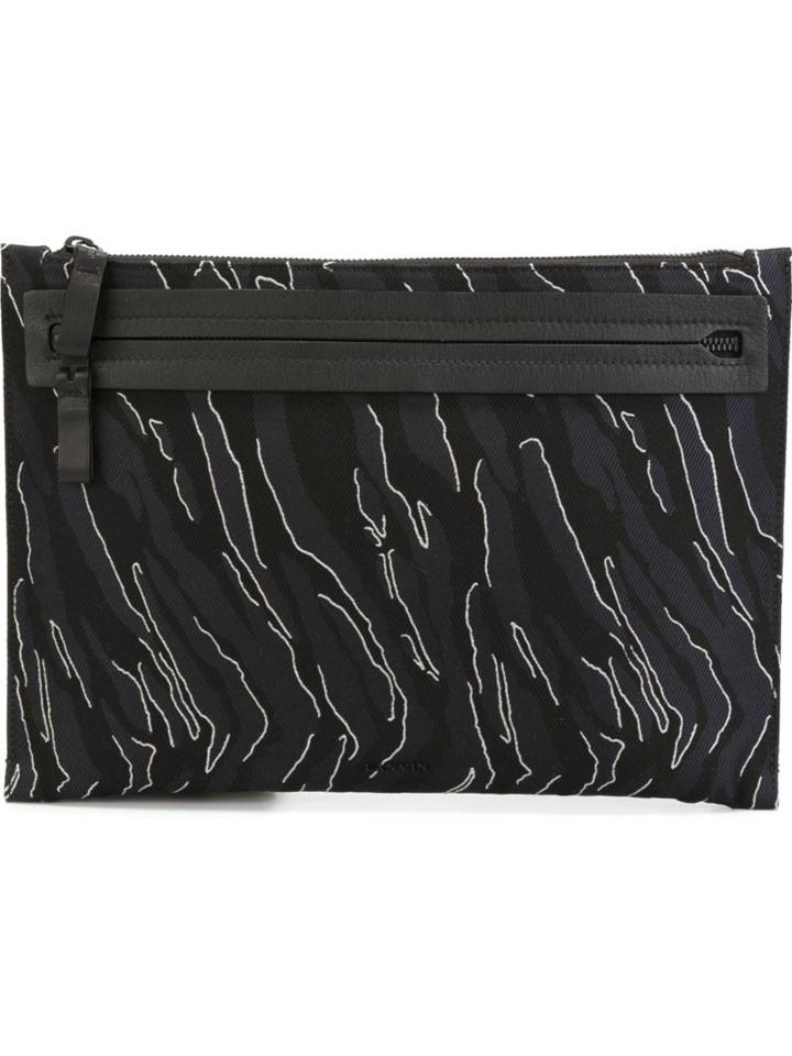 Lanvin Zebra Pattern Clutch, Adult Unisex, Black, Polyester/bos Taurus