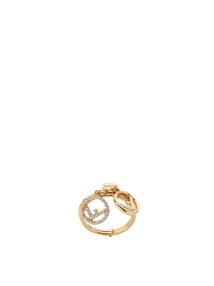 Fendi Double-logo Charm Ring - Metallic