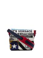 Versace Red, White And Blue Flag Print Drawstring Cross Body Bag -