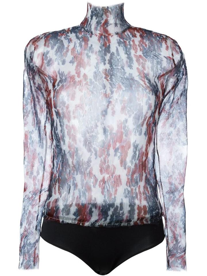 Yang Li Sheer Body Blouse, Women's, Size: 38, Red, Silk/polyester/spandex/elastane