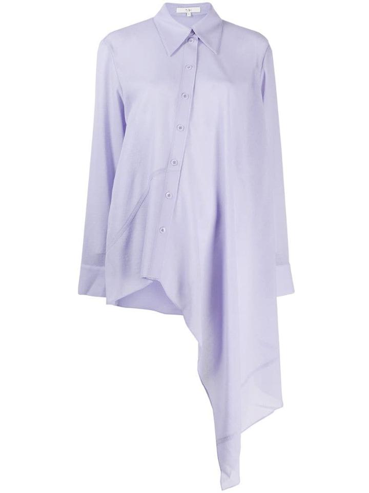 Tibi Crepe Asymmetrical Shirt - Purple