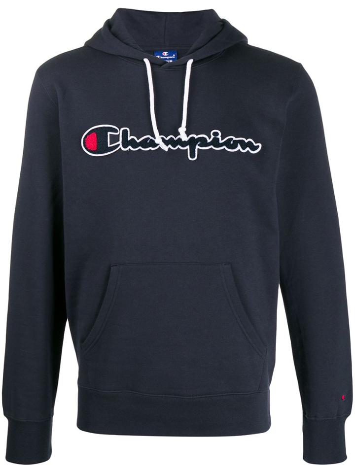 Champion Script Logo Terry Hoodie - Blue