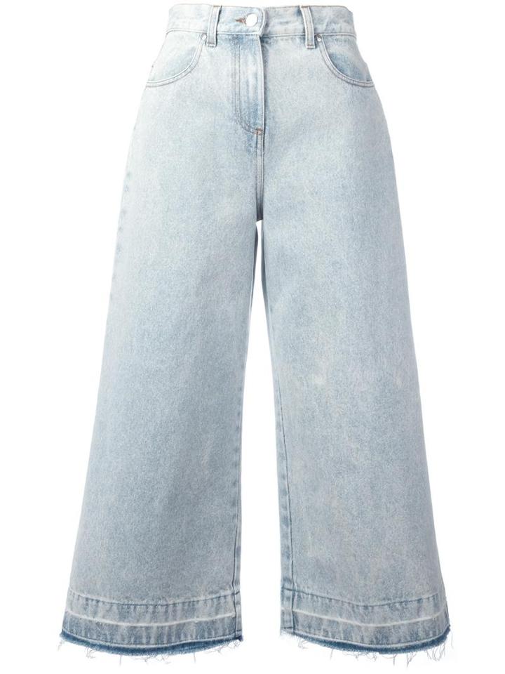 Msgm Flared Cropped Jeans, Women's, Size: 42, Blue, Cotton