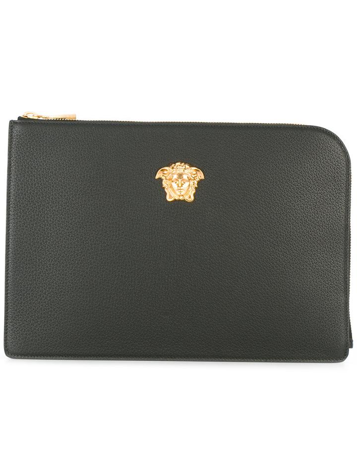Versace - Palazzo Wristlet Clutch - Men - Calf Leather - One Size, Black, Calf Leather