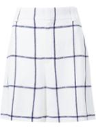 Chloé Windowpane Check Shorts, Women's, Size: 38, White, Silk/acetate/rayon